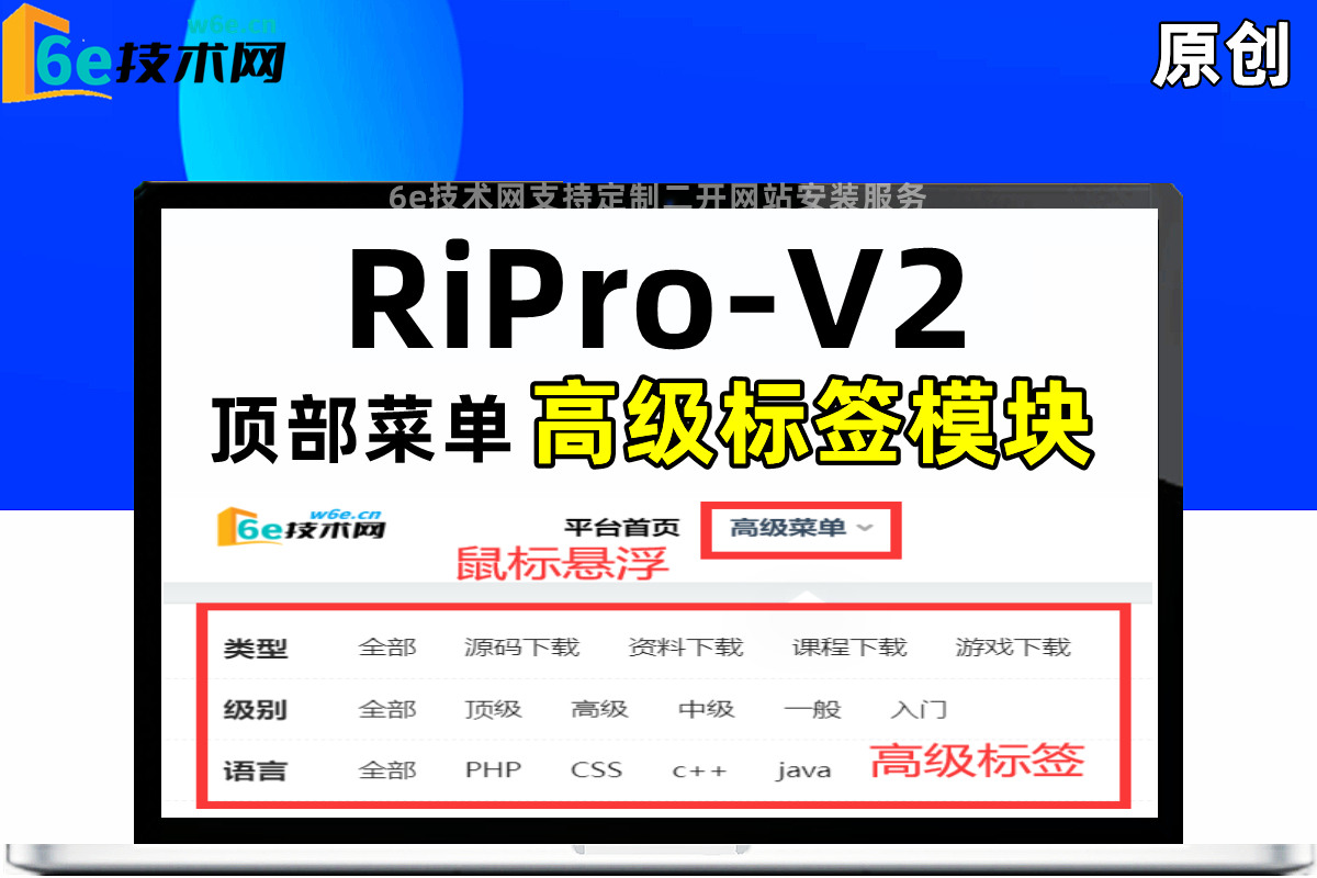 RiPro-V2主题【菜单悬浮高级标签模块】支持自定义文字-链接-直观明了-非常实用-陌佑网旗下