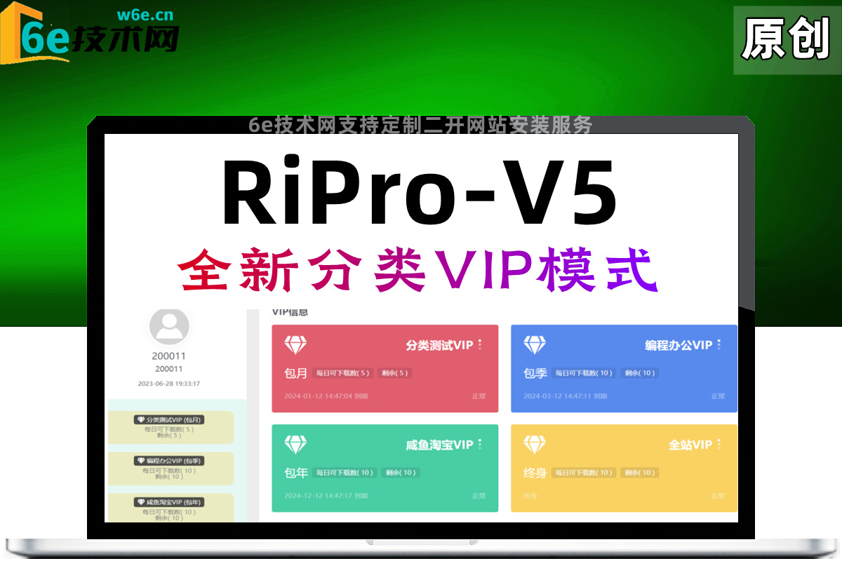 RiPro-V5-【分类VIP下载-绑定分类创建VIP会员】全新会员模式+个人中心强大升级-非插件-陌佑网旗下